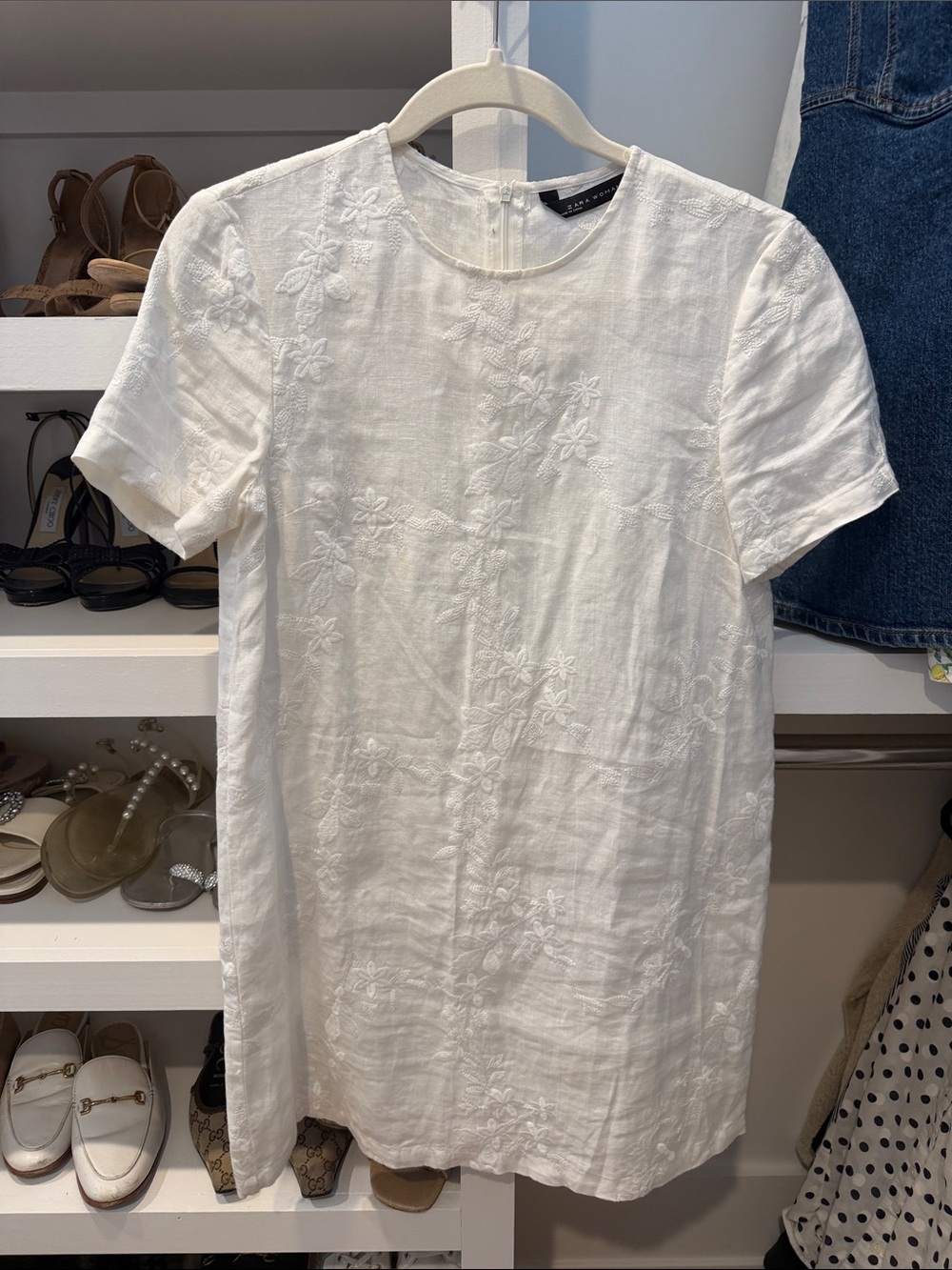 Zara White Embroidered Mini Dress